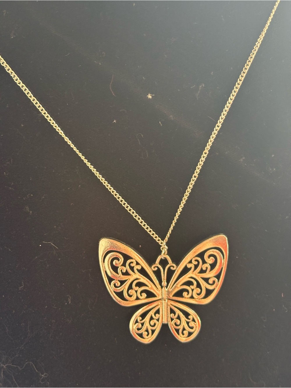 Long Silver Butterfly Pendant Necklace - Women Jewelry